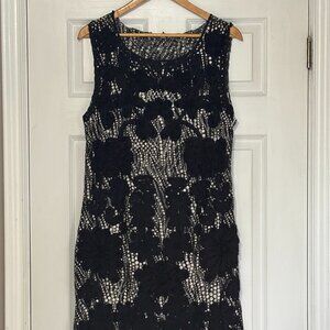 Black & White Floral Cocktail Dress by Carre Noir (Size 16)